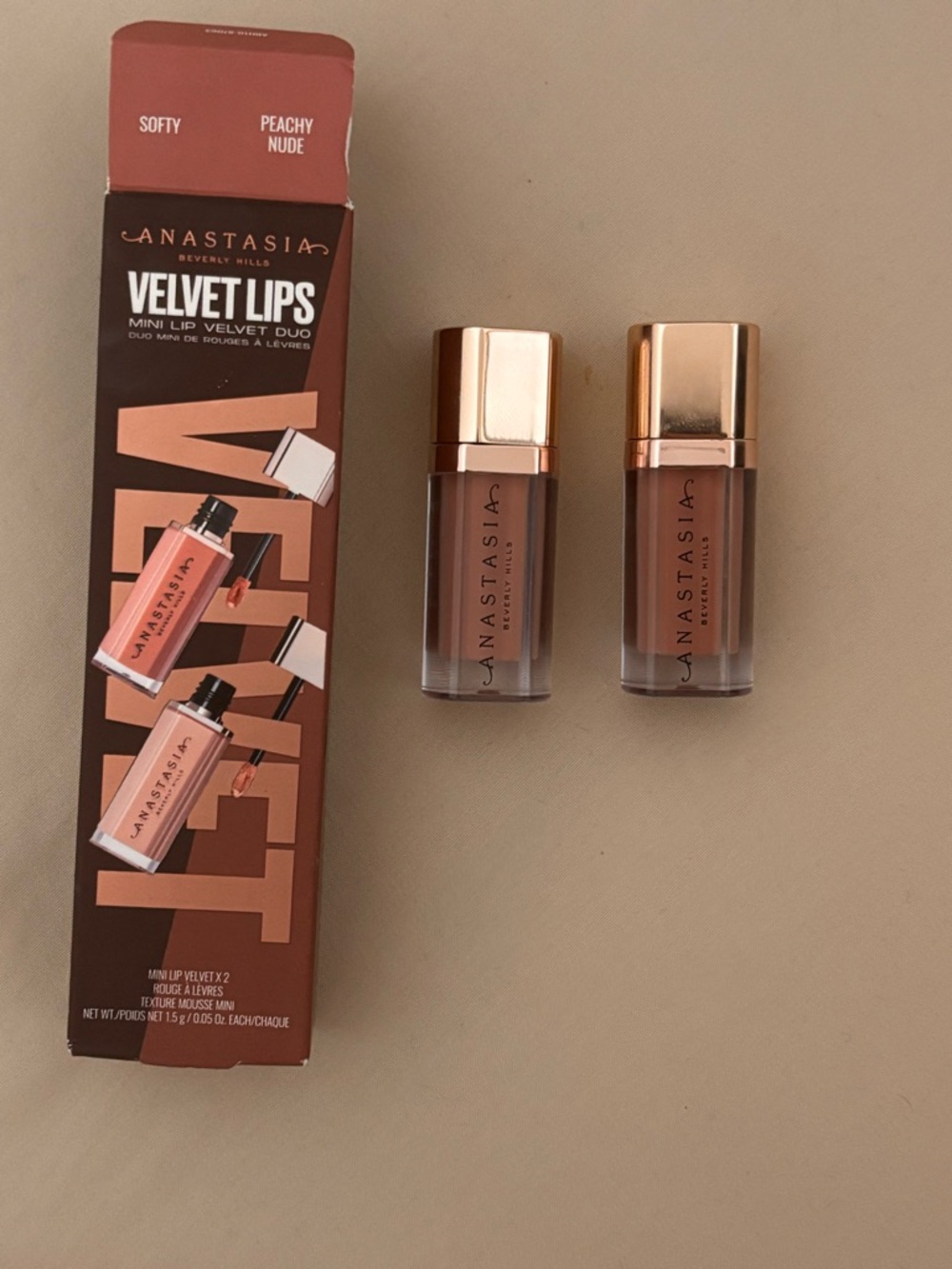 ANASTASIA Velvet Lips Mini Lip Velvet Duo - Softy & Peachy Nude